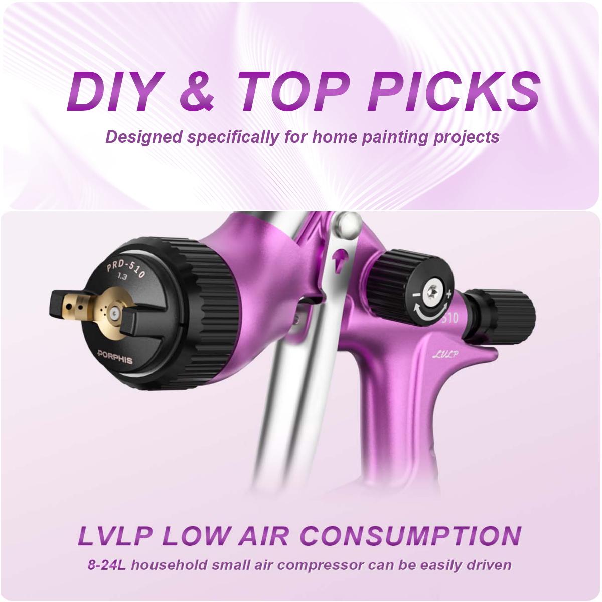 Airbrush Kit With Mini Compressor - Original PORPHIS PRD-510 Paint Gun LVLP
