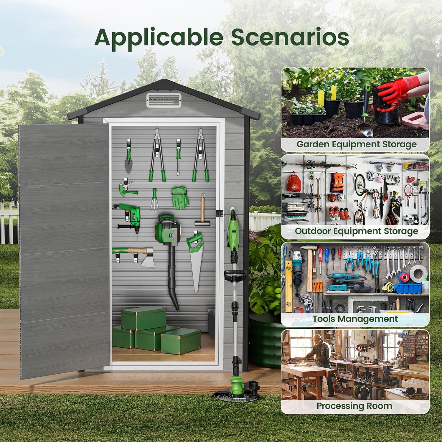 Outdoor Storage Shed with Floo - đánh giá và giá Garden Tools
