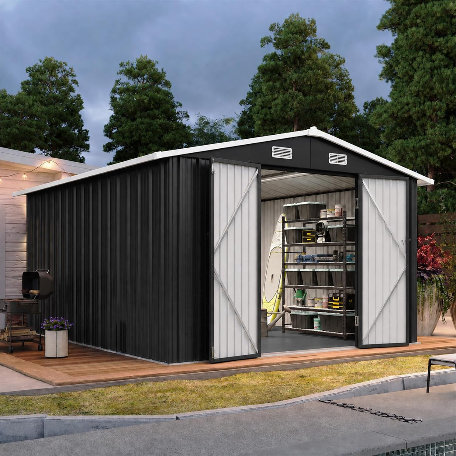 10x12FT Metal Outdoor Storage  - đánh giá và giá Garden Tools