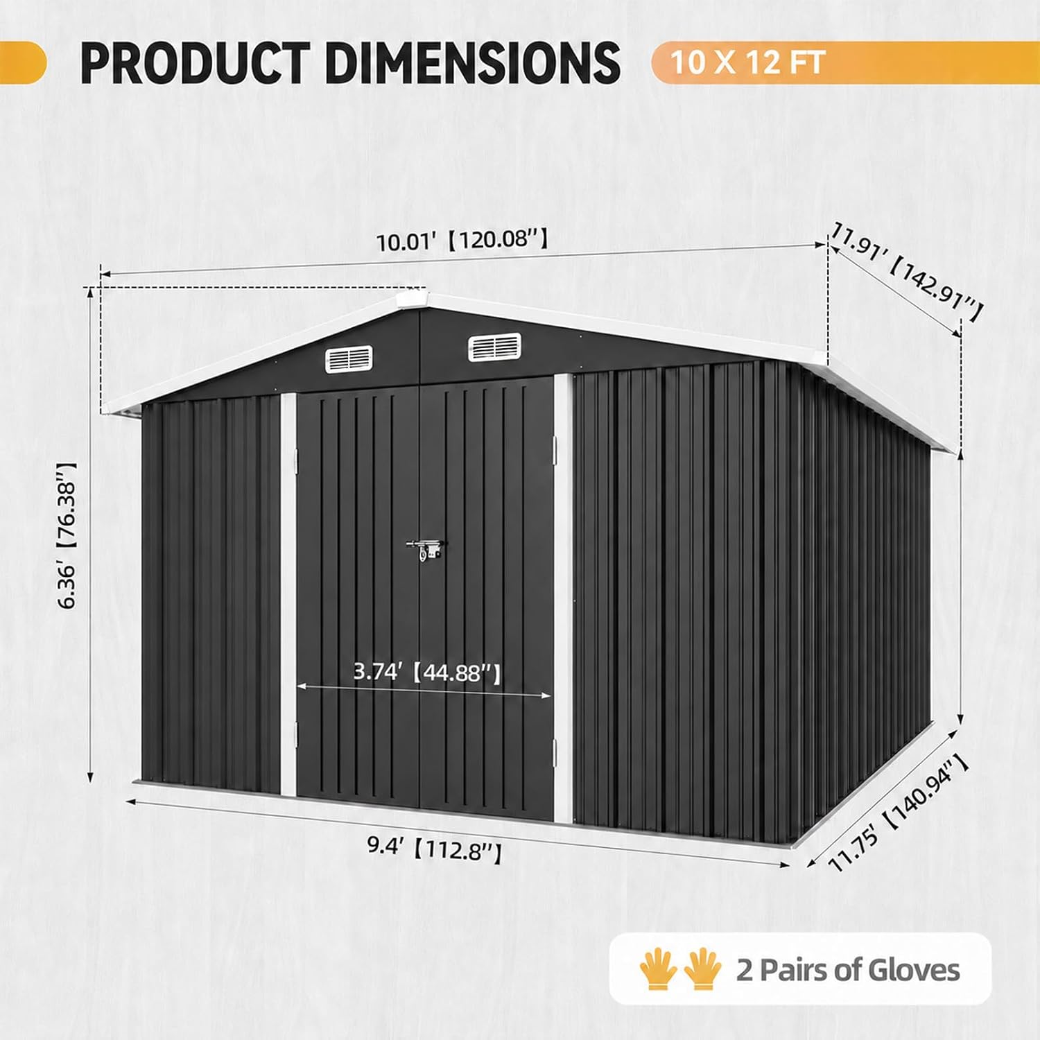 10x12FT Metal Outdoor Storage  - đánh giá và giá Garden Tools