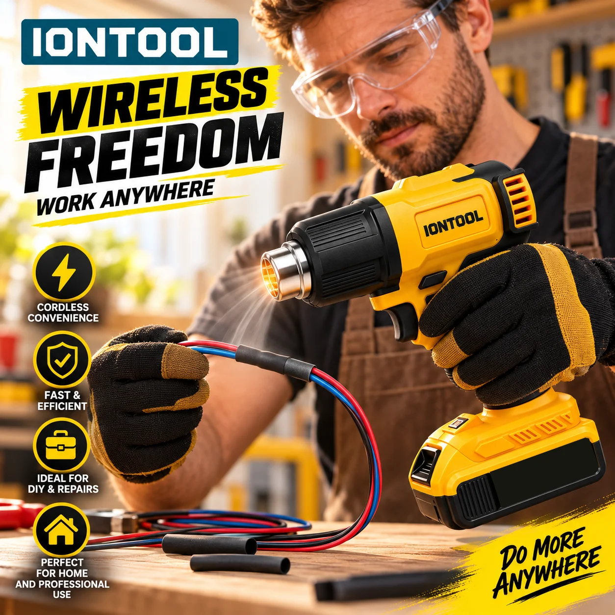 IONTOOL Yellow 550℃ Fast Heati - đánh giá và giá Cordless Heat Gun For Shrink Tubing